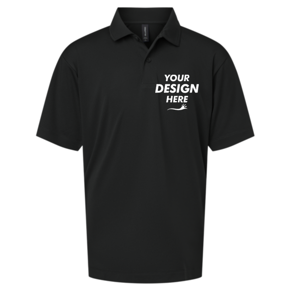 AllPro Youth Pro-Lock Performance Polo, Black, Front view, Mockup