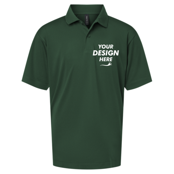 AllPro Youth Pro-Lock Performance Polo, Forest Green, Front view, Mockup