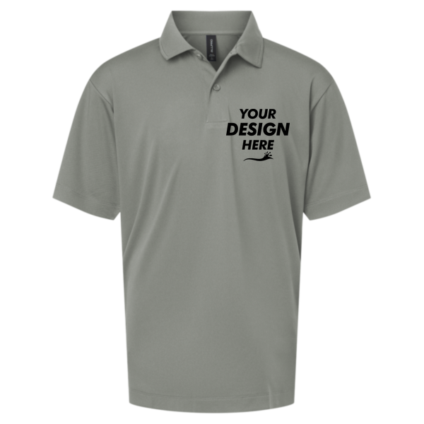 AllPro Youth Pro-Lock Performance Polo, Greystone, Front view, Mockup