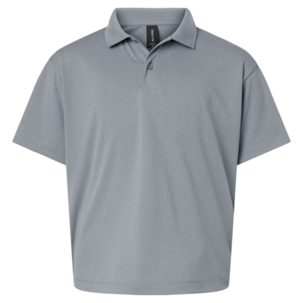 AllPro Youth Pro-Lock Performance Polo, Heather Steel, Front view