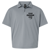 AllPro Youth Pro-Lock Performance Polo, Heather Steel, Front view, Mockup