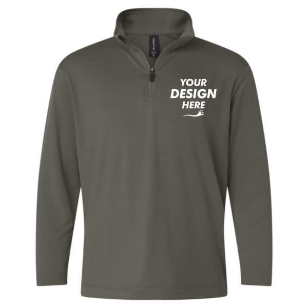 AllPro Youth Pro-Lock Performance Quarter-Zip Pullover, Charcoal, Front view, Mockup