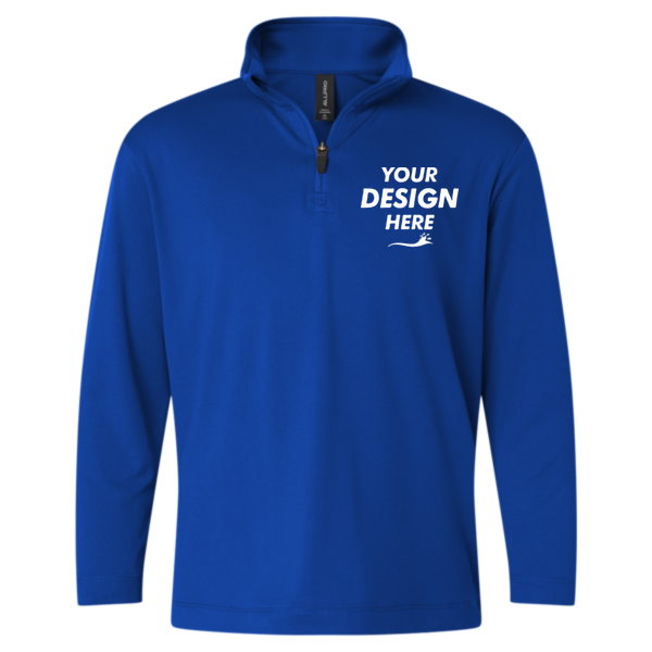 AllPro Youth Pro-Lock Performance Quarter-Zip Pullover, Royal, Front view, Mockup