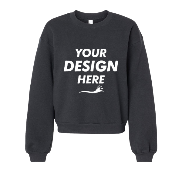 American Apparel Women's ReFlex Fleece Crewneck Sweatshirt, Black, Front view, Mockup