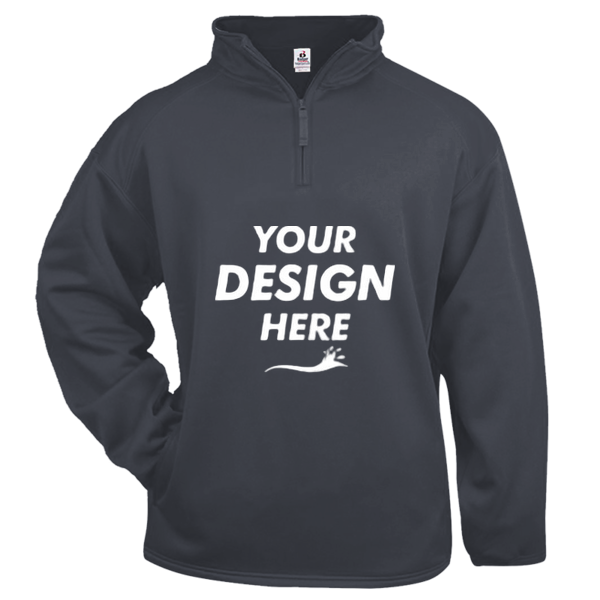 Badger Men's Performance Quarter-Zip Pullover, Navy, Front view, Mockup