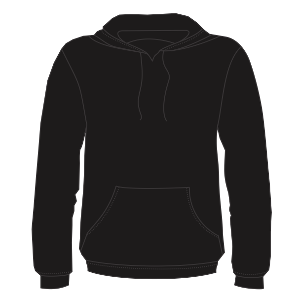 Bayside Unisex USA-Made High Visibility Hooded Sweatshirt, Black, Front view