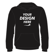 Bayside Unisex USA-Made High Visibility Hooded Sweatshirt, Black, Front view, Mockup