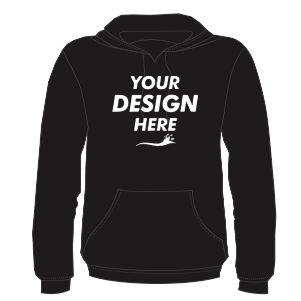 Bayside Unisex USA-Made High Visibility Hooded Sweatshirt, Black, Front view, Mockup