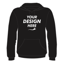 Bayside Unisex USA-Made High Visibility Hooded Sweatshirt, Black, Front view, Mockup