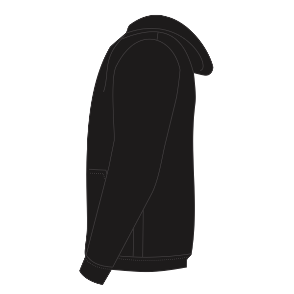 Bayside Unisex USA-Made High Visibility Hooded Sweatshirt, Black, Left Sleeve view