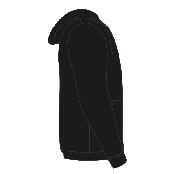 Bayside Unisex USA-Made High Visibility Hooded Sweatshirt, Black, Right Sleeve view