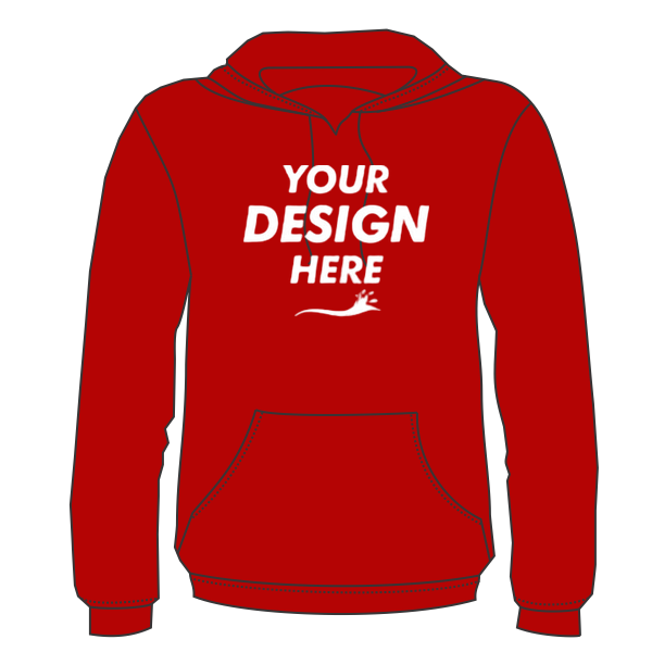 Bayside Unisex USA-Made High Visibility Hooded Sweatshirt, Cardinal, Front view, Mockup