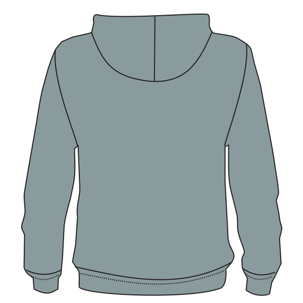 Bayside Unisex USA-Made High Visibility Hooded Sweatshirt, Charcoal, Back view