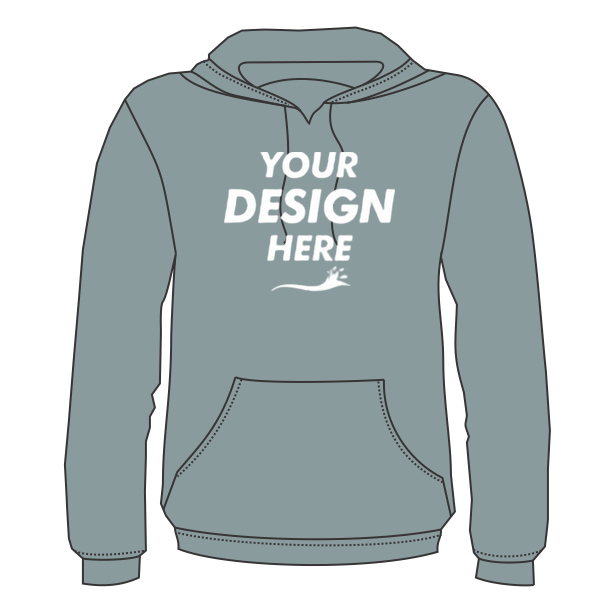 Bayside Unisex USA-Made High Visibility Hooded Sweatshirt, Charcoal, Front view, Mockup