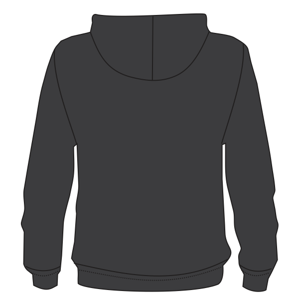 Bayside Unisex USA-Made High Visibility Hooded Sweatshirt, Charcoal Heather, Back view