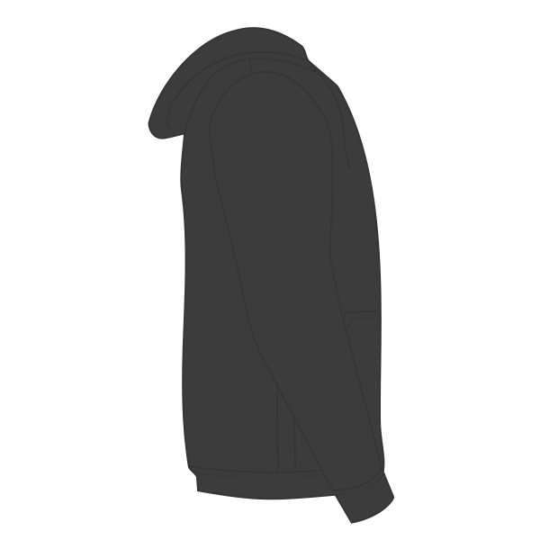 Bayside Unisex USA-Made High Visibility Hooded Sweatshirt, Charcoal Heather, Right Sleeve view