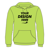 Bayside Unisex USA-Made High Visibility Hooded Sweatshirt, Lime Green, Front view, Mockup