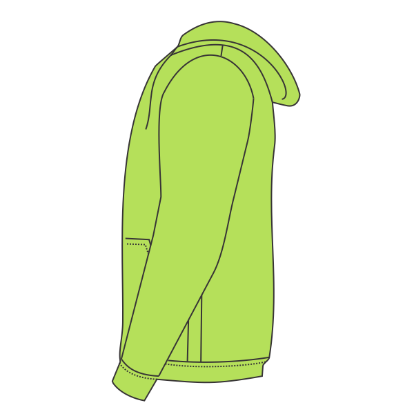Bayside Unisex USA-Made High Visibility Hooded Sweatshirt, Lime Green, Left Sleeve view