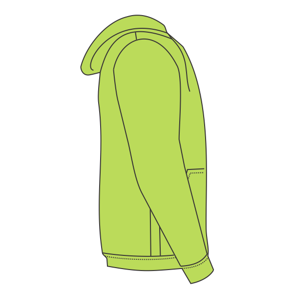 Bayside Unisex USA-Made High Visibility Hooded Sweatshirt, Lime Green, Right Sleeve view