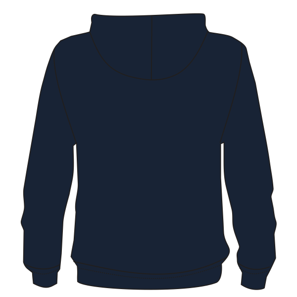Bayside Unisex USA-Made High Visibility Hooded Sweatshirt, Navy, Back view