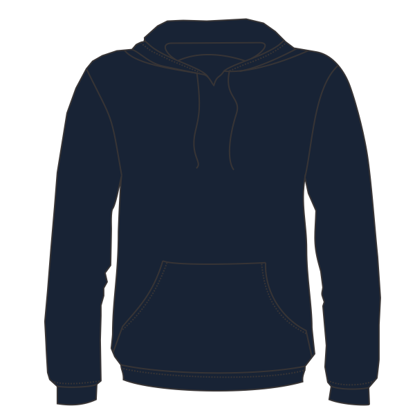 Bayside Unisex USA-Made High Visibility Hooded Sweatshirt, Navy, Front view