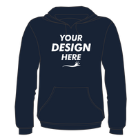 Bayside Unisex USA-Made High Visibility Hooded Sweatshirt, Navy, Front view, Mockup