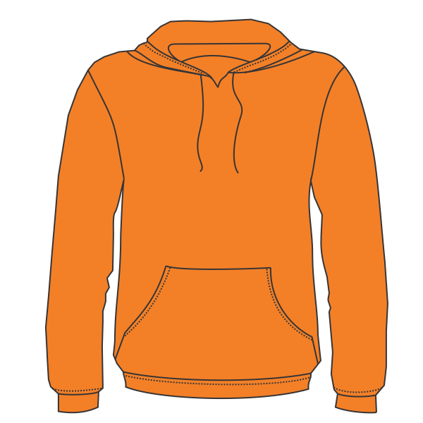 Bayside Unisex USA-Made High Visibility Hooded Sweatshirt, Orange, Front view