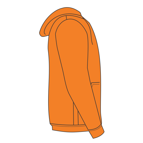 Bayside Unisex USA-Made High Visibility Hooded Sweatshirt, Orange, Right Sleeve view