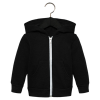 Bella + Canvas Toddler Sponge Fleece Full-Zip Hoodie Sweatshirt, Black, Front view