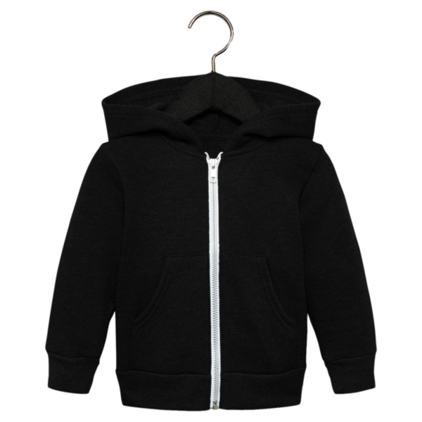 Bella + Canvas Toddler Sponge Fleece Full-Zip Hoodie Sweatshirt, Black, Front view