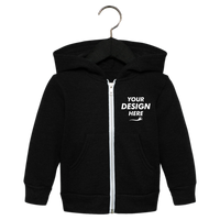 Bella + Canvas Toddler Sponge Fleece Full-Zip Hoodie Sweatshirt, Black, Front view, Mockup