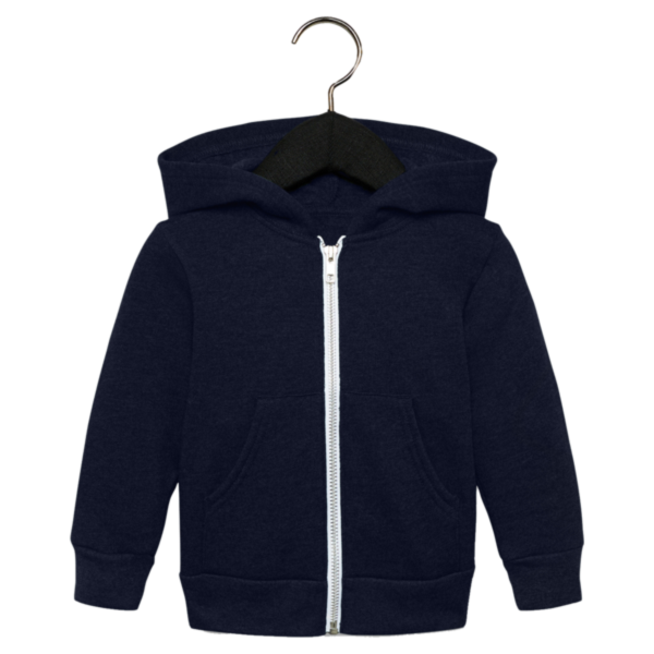 Bella + Canvas Toddler Sponge Fleece Full-Zip Hoodie Sweatshirt, Navy, Front view