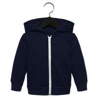 Bella + Canvas Toddler Sponge Fleece Full-Zip Hoodie Sweatshirt, Navy, Front view