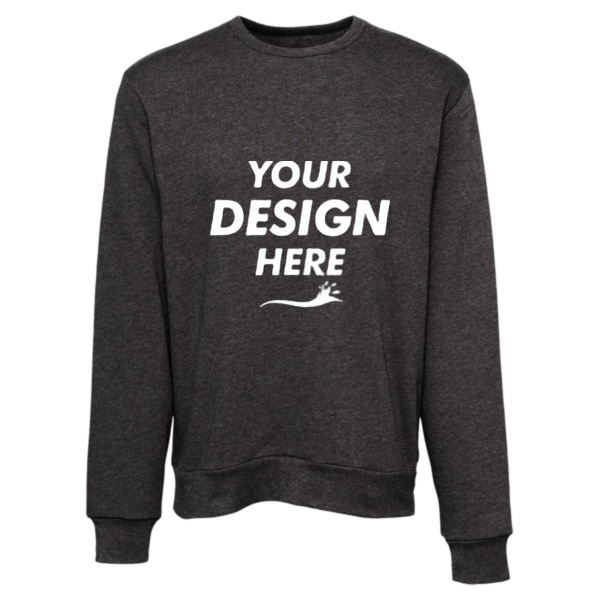 Bella + Canvas Unisex Sponge Fleece Classic Crewneck Sweatshirt, Dark Grey Heather, Front view, Mockup