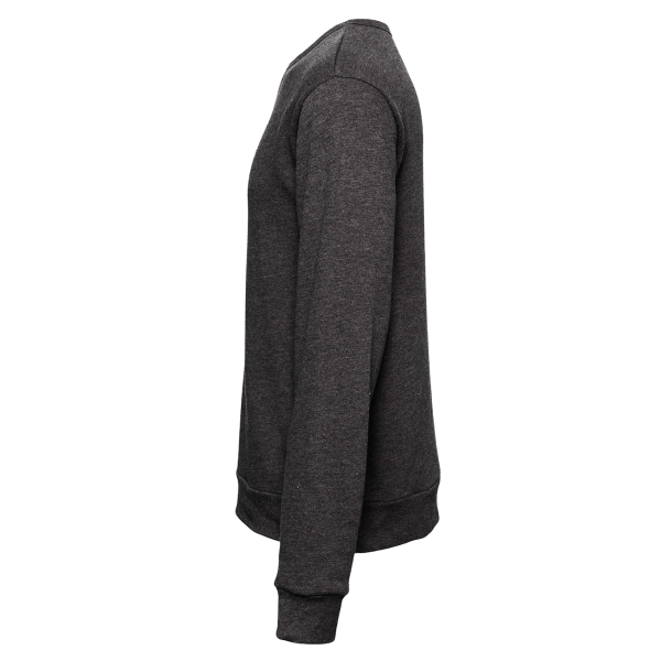 Bella + Canvas Unisex Sponge Fleece Classic Crewneck Sweatshirt, Dark Grey Heather, Left Sleeve view