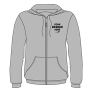 Bella + Canvas Unisex Sponge Fleece DTM Full-Zip Hoodie Sweatshirt, Athletic Heather, Front view, Mockup
