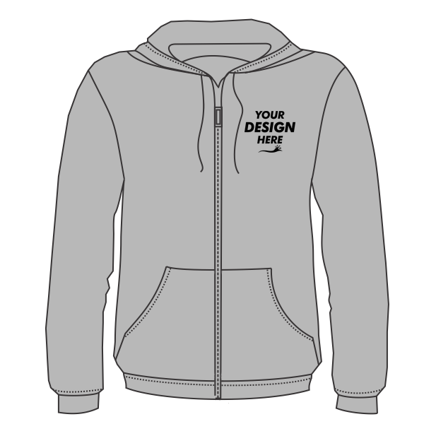 Bella + Canvas Unisex Sponge Fleece DTM Full-Zip Hoodie Sweatshirt, Athletic Heather, Front view, Mockup