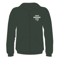 Bella + Canvas Unisex Sponge Fleece DTM Full-Zip Hoodie Sweatshirt, Heather Forest, Front view, Mockup