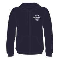 Bella + Canvas Unisex Sponge Fleece DTM Full-Zip Hoodie Sweatshirt, Navy, Front view, Mockup