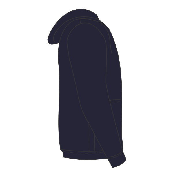 Bella + Canvas Unisex Sponge Fleece DTM Full-Zip Hoodie Sweatshirt, Navy, Right Sleeve view