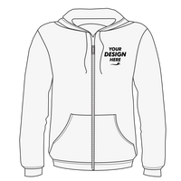 Bella + Canvas Unisex Sponge Fleece DTM Full-Zip Hoodie Sweatshirt, White, Front view, Mockup