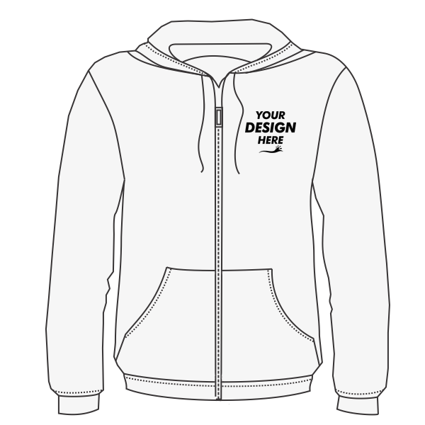 Bella + Canvas Unisex Sponge Fleece DTM Full-Zip Hoodie Sweatshirt, White, Front view, Mockup