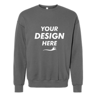 Bella + Canvas Unisex Sponge Fleece Drop Shoulder Crewneck Sweatshirt, Asphalt, Front view, Mockup