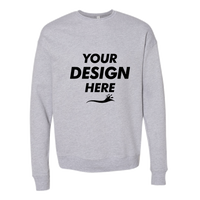 Bella + Canvas Unisex Sponge Fleece Drop Shoulder Crewneck Sweatshirt, Athletic Heather, Front view, Mockup
