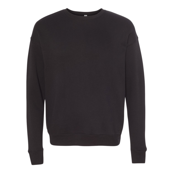 Bella + Canvas Unisex Sponge Fleece Drop Shoulder Crewneck Sweatshirt, Black, Front view