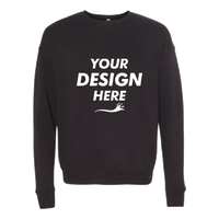 Bella + Canvas Unisex Sponge Fleece Drop Shoulder Crewneck Sweatshirt, Black, Front view, Mockup