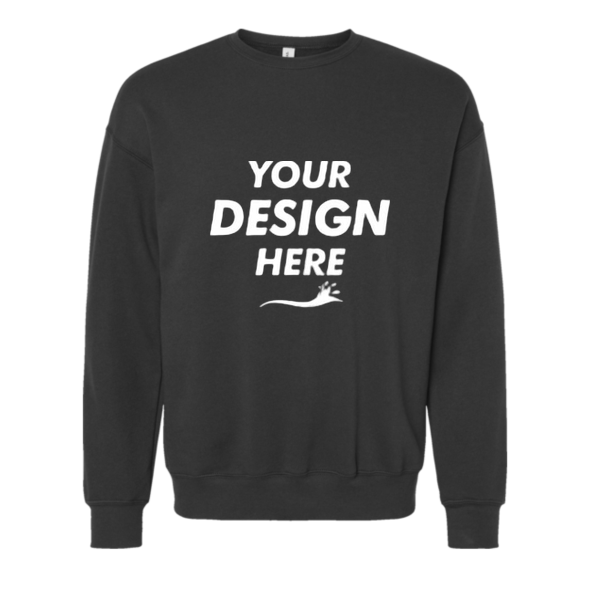 Bella + Canvas Unisex Sponge Fleece Drop Shoulder Crewneck Sweatshirt, Dark Grey, Front view, Mockup
