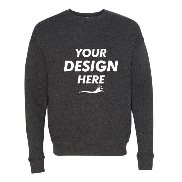 Bella + Canvas Unisex Sponge Fleece Drop Shoulder Crewneck Sweatshirt, Dark Grey Heather, Front view, Mockup