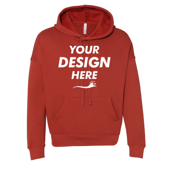 Bella + Canvas Unisex Sponge Fleece Drop Shoulder Hoodie Sweatshirt, Brick, Front view, Mockup