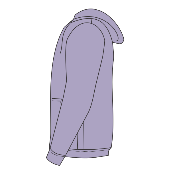 Bella + Canvas Unisex Sponge Fleece Drop Shoulder Hoodie Sweatshirt, Dark Lavender, Left Sleeve view